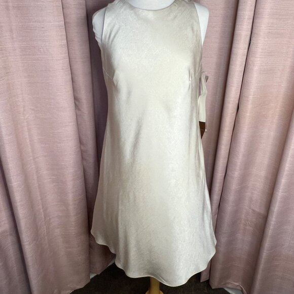 Carole Little Women's Size 14 Ivory  A-Line Satin Dress NWT Career Elegant USA - Picture 1 of 14